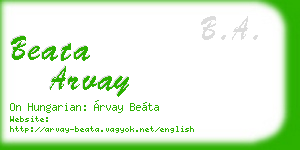 beata arvay business card